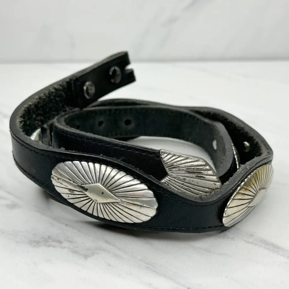 Justin Black Leather Concho Belt Strap No Buckle Size 30 ✨